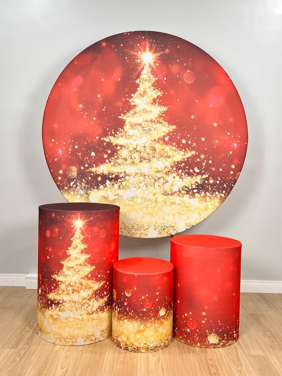 Kit Sublimado Capa Painel Redondo E Capas de Cilindros Natal 06 - Selminha Lokfest