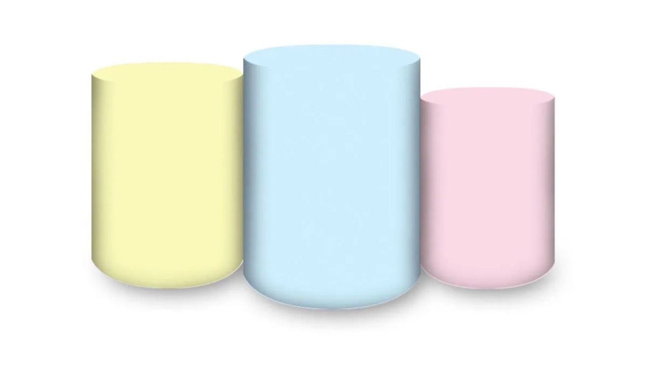 Trio Capas de Cilindros Candy Color (Rosa,Azul E Amarelo) - Selminha Lokfest