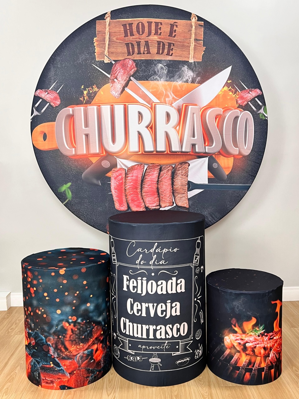 Kit Sublimado Capa Painel Redondo E Capas de Cilindros Churrasco - Selminha Lokfest