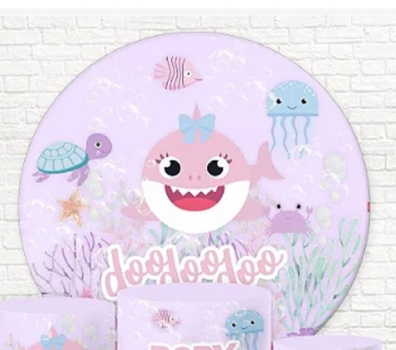 Capa Sublimada Painel Redondo Baby Shark Menina (1,50M) - Selminha Lokfest