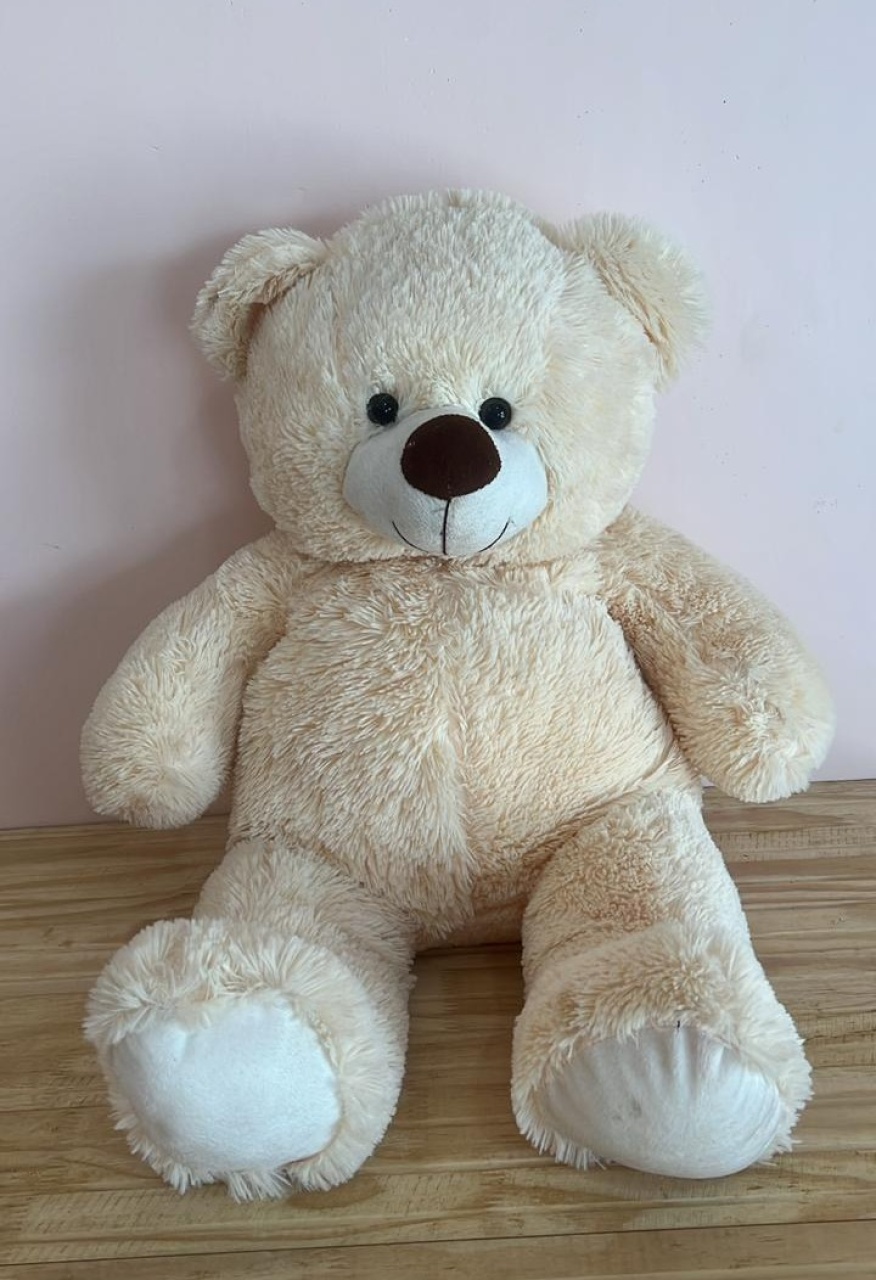Urso Pelúcia Médio Creme (60Cm) - Selminha Lokfest