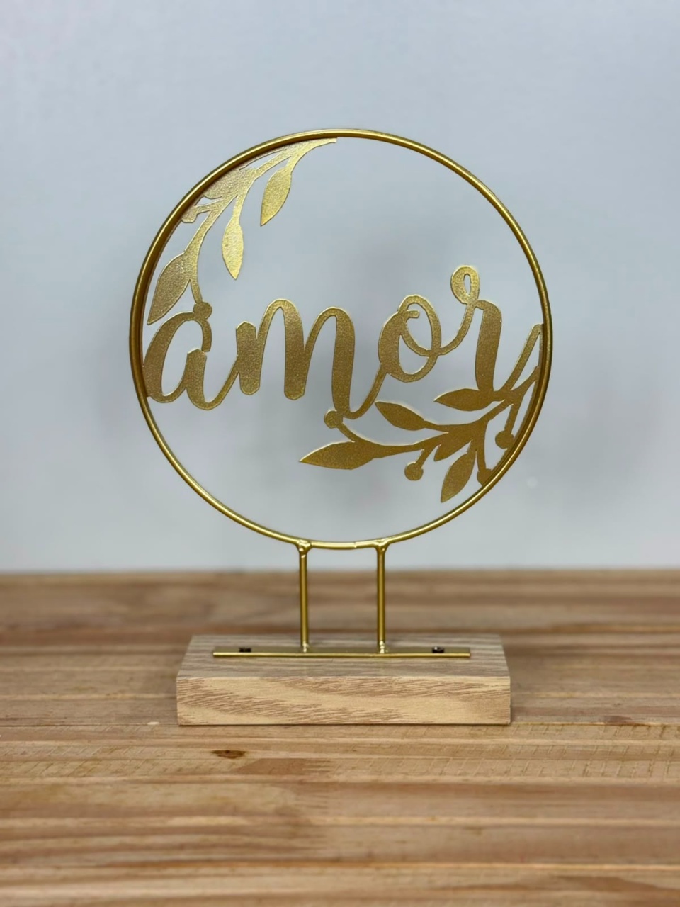 Placa Decorativa Amor Dourada Em Metal E Mdf (21Cm) - Selminha Lokfest