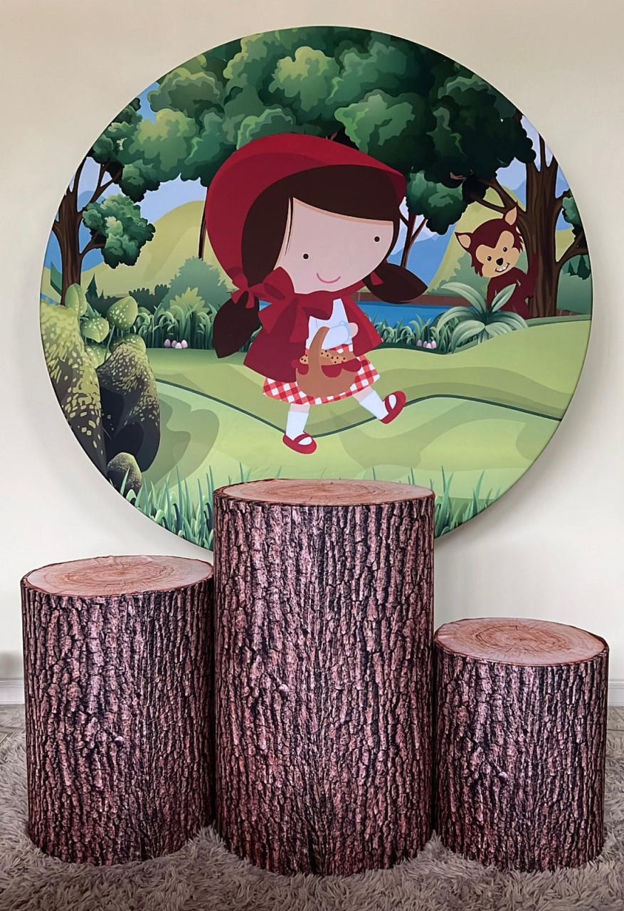 Kit Sublimado Capa Painel Redondo E Capas de Cilindros Chapeuzinho Vermelho - Selminha Lokfest