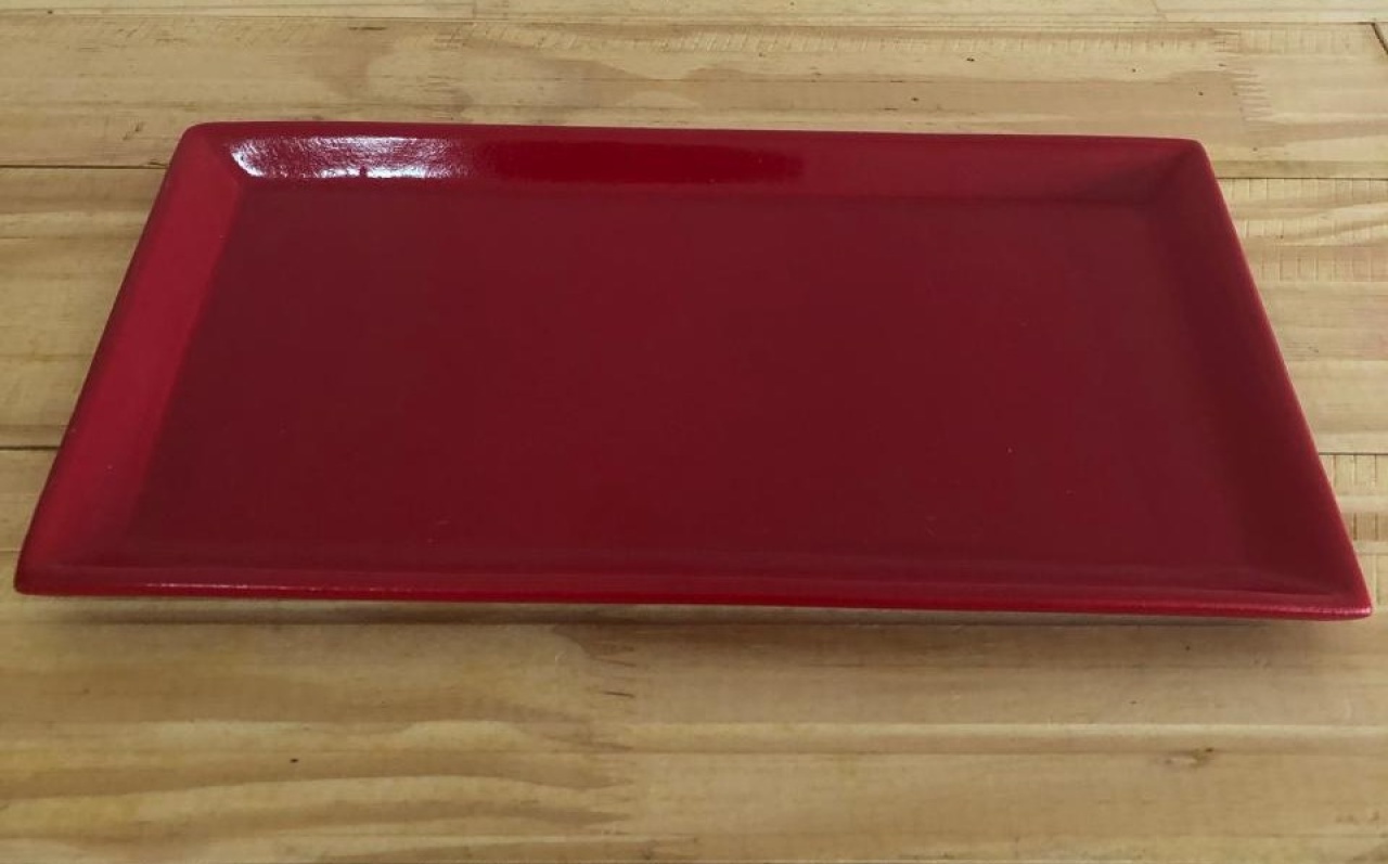 Bandeja Retangular Cerâmica Vermelha (30Cm) - Selminha Lokfest