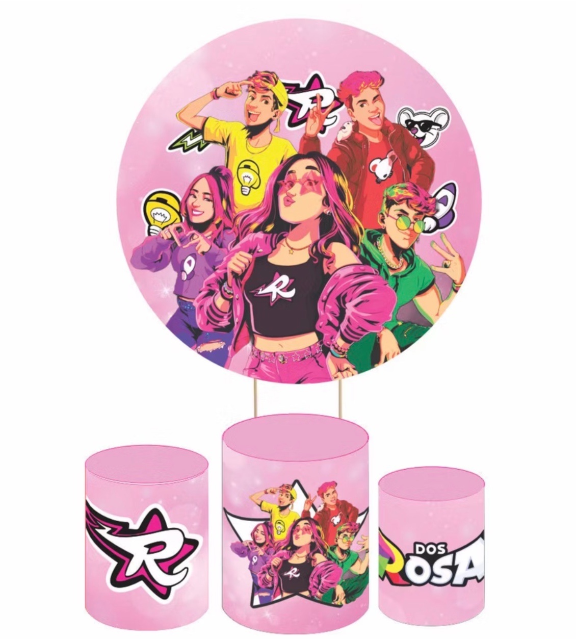 Kit Sublimado Capa Painel Redondo E Capas de Cilindros dos Rosa - Selminha Lokfest