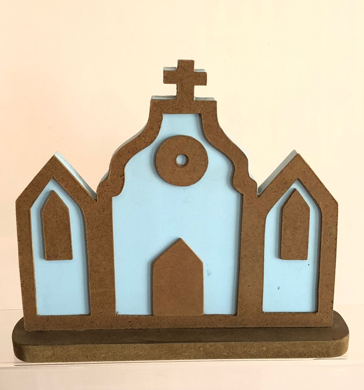 Display de Mesa Mdf Igreja Azul Candy Color - Selminha Lokfest