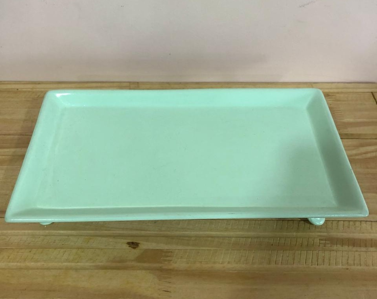 Bandeja Retangular C/ Pés de Cerâmica Verde Candy (30Cm) - Selminha Lokfest