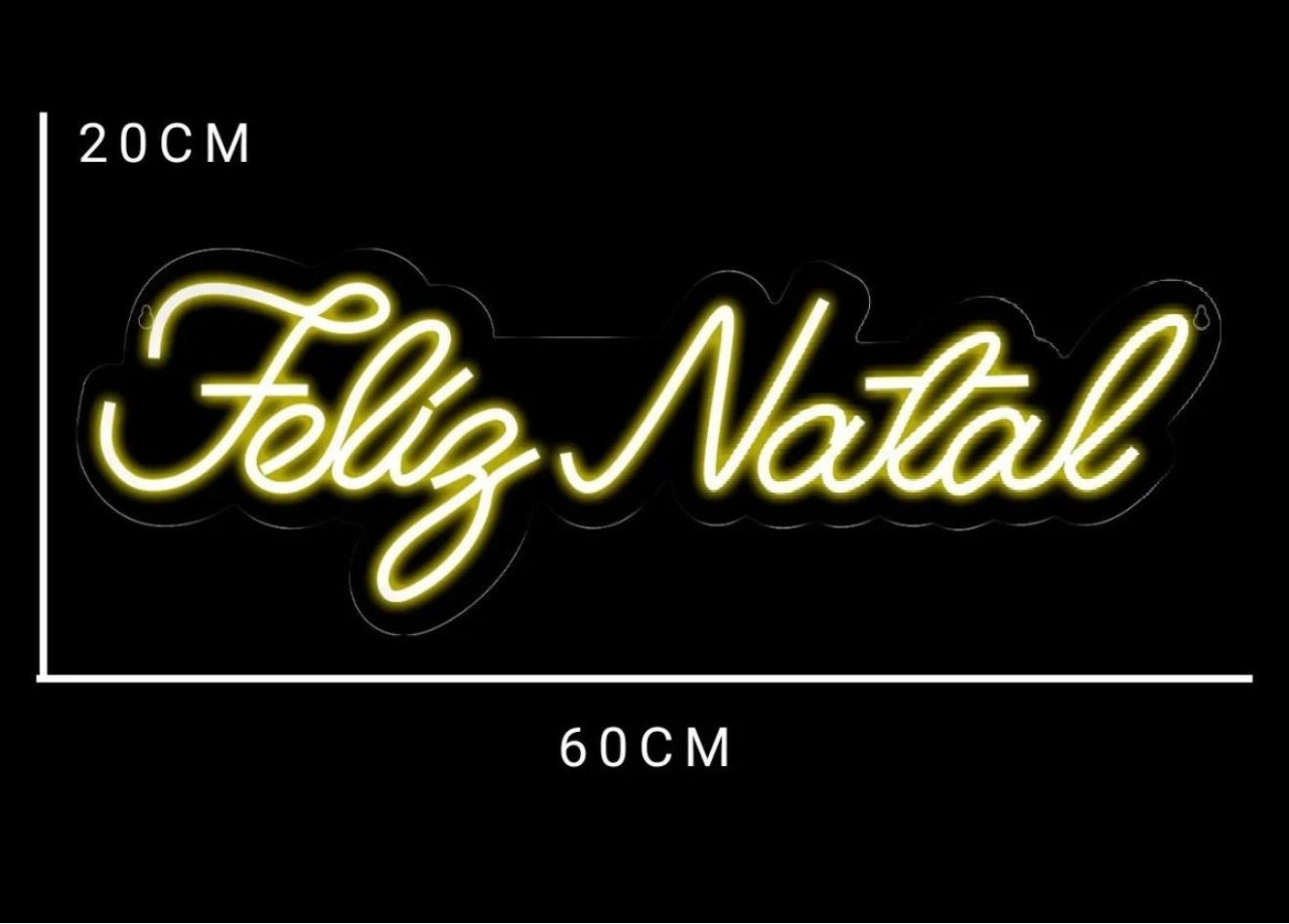 Feliz Natal Led Branco Quente (60X20) - Selminha Lokfest