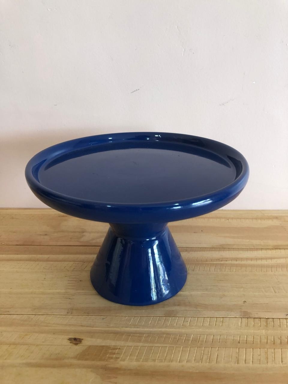 Bandeja Redonda Cerâmica Cone Azul Escuro (18X12) - Selminha Lokfest