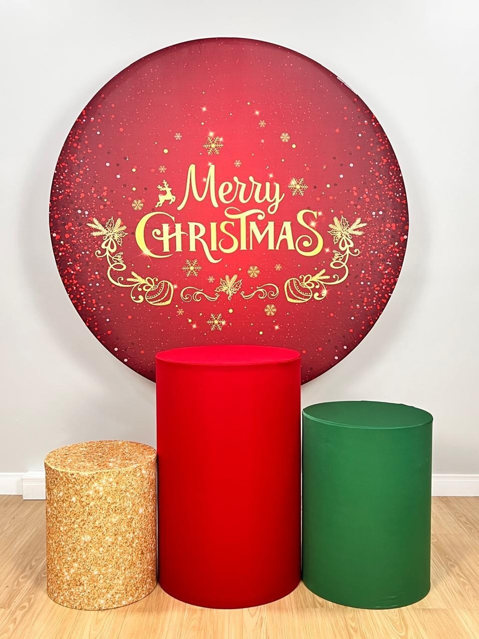Kit Sublimado Capa Painel Redondo E Capas de Cilindros Natal 04 - Selminha Lokfest
