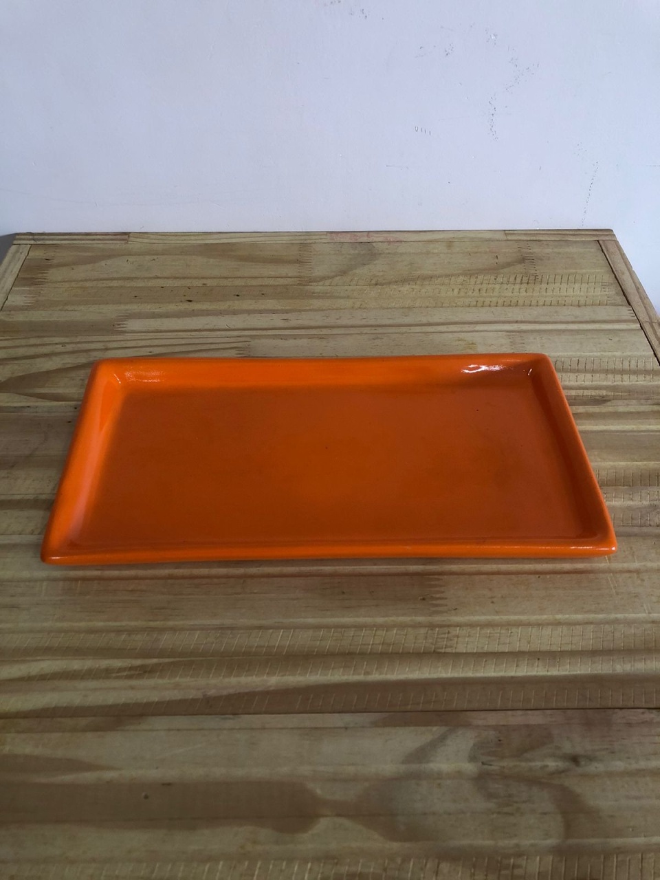 Bandeja Retangular de Cerâmica Laranja (16X30) - Selminha Lokfest