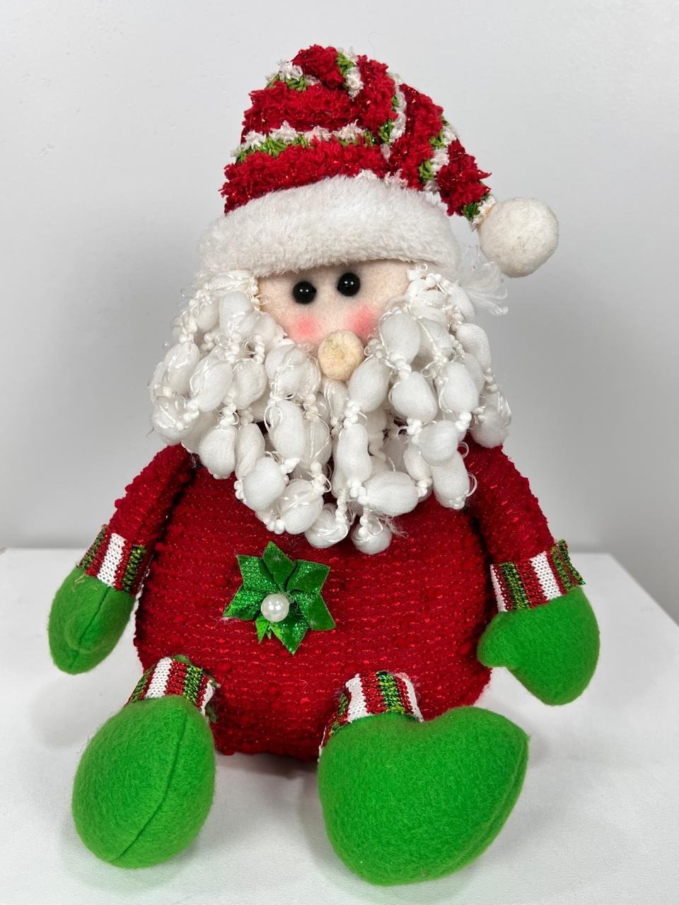 Boneco Papai Noel Vermelho E Verde Sentado - Selminha Lokfest