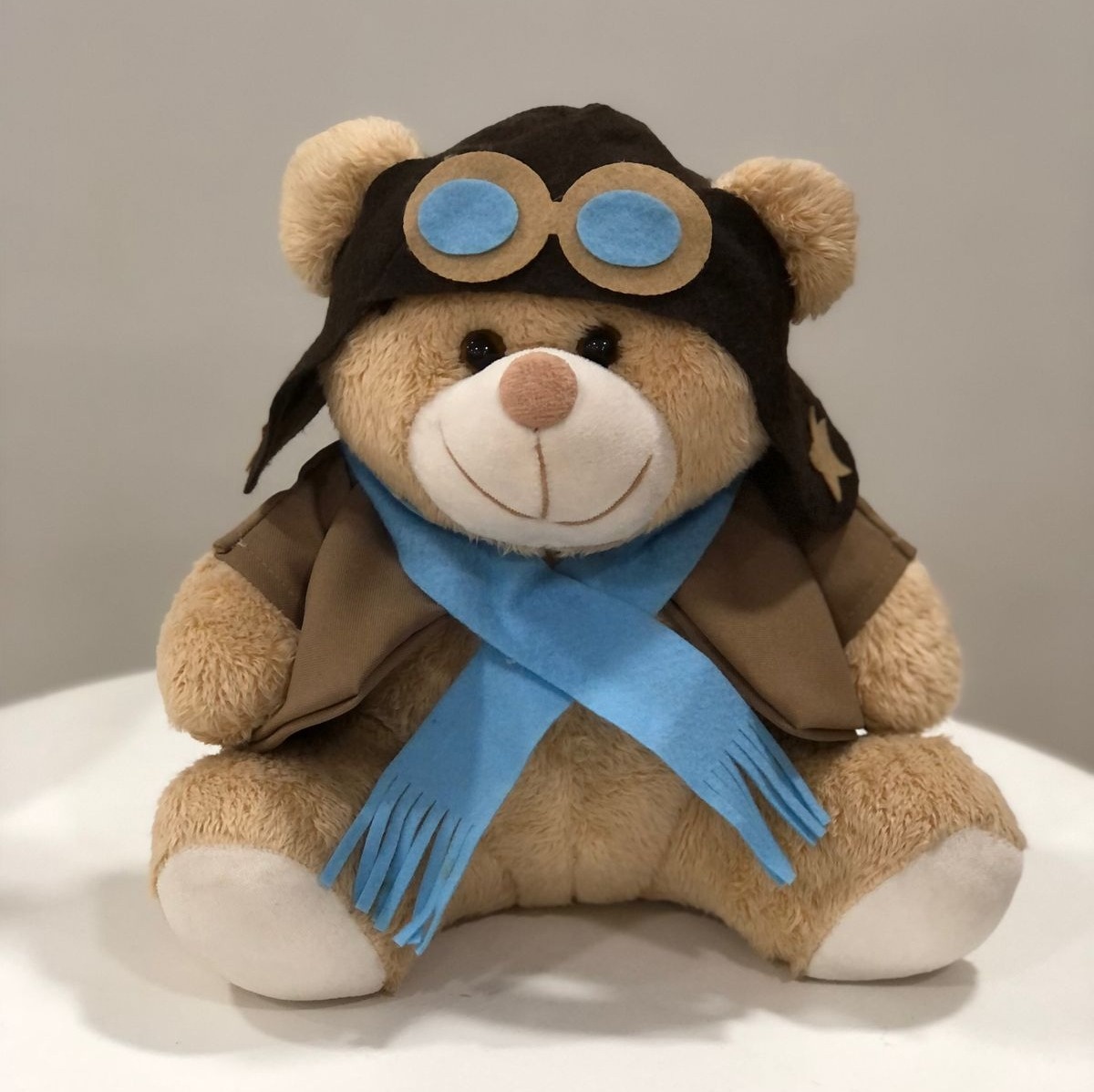 Urso Aviador de Pelúcia Bege Médio - Selminha Lokfest