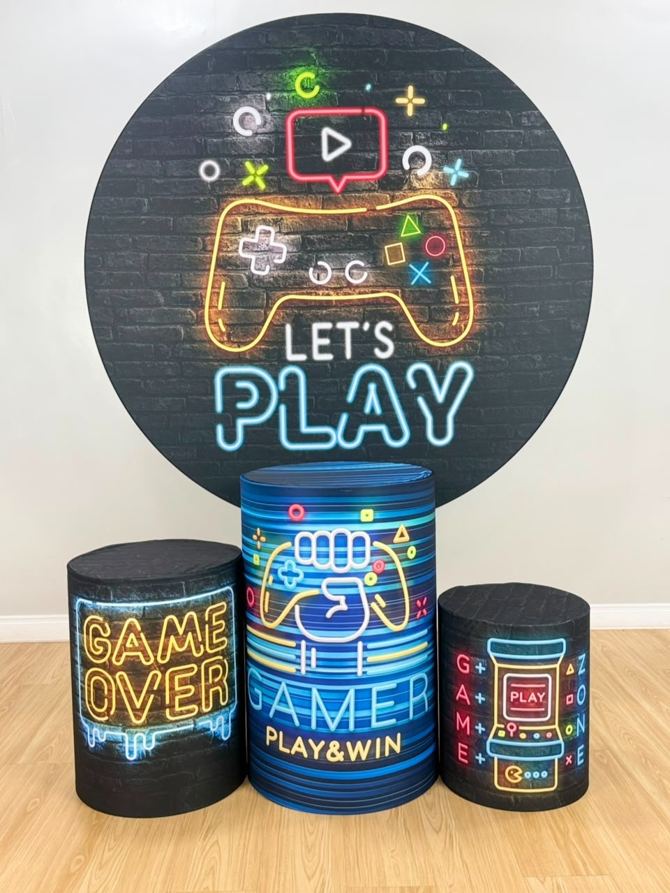 Kit Sublimado Capa Painel Redondo E Capas de Cilindros Video Game - Selminha Lokfest
