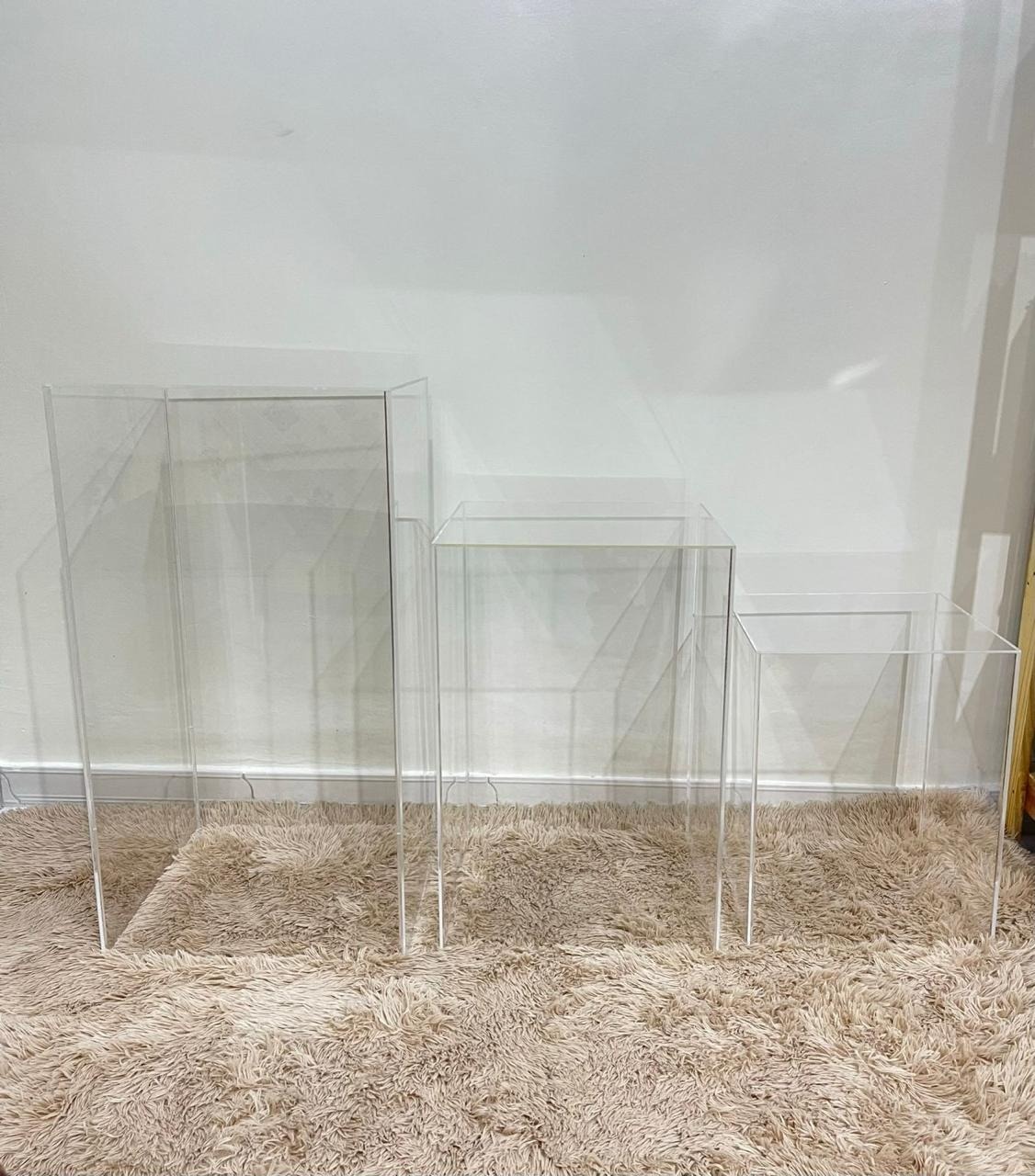Trio de Cubos Acrílicos Transparentes - Selminha Lokfest