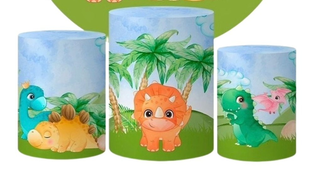 Trio Capas de Cilindros Sublimadas Dinossauros Baby - Selminha Lokfest