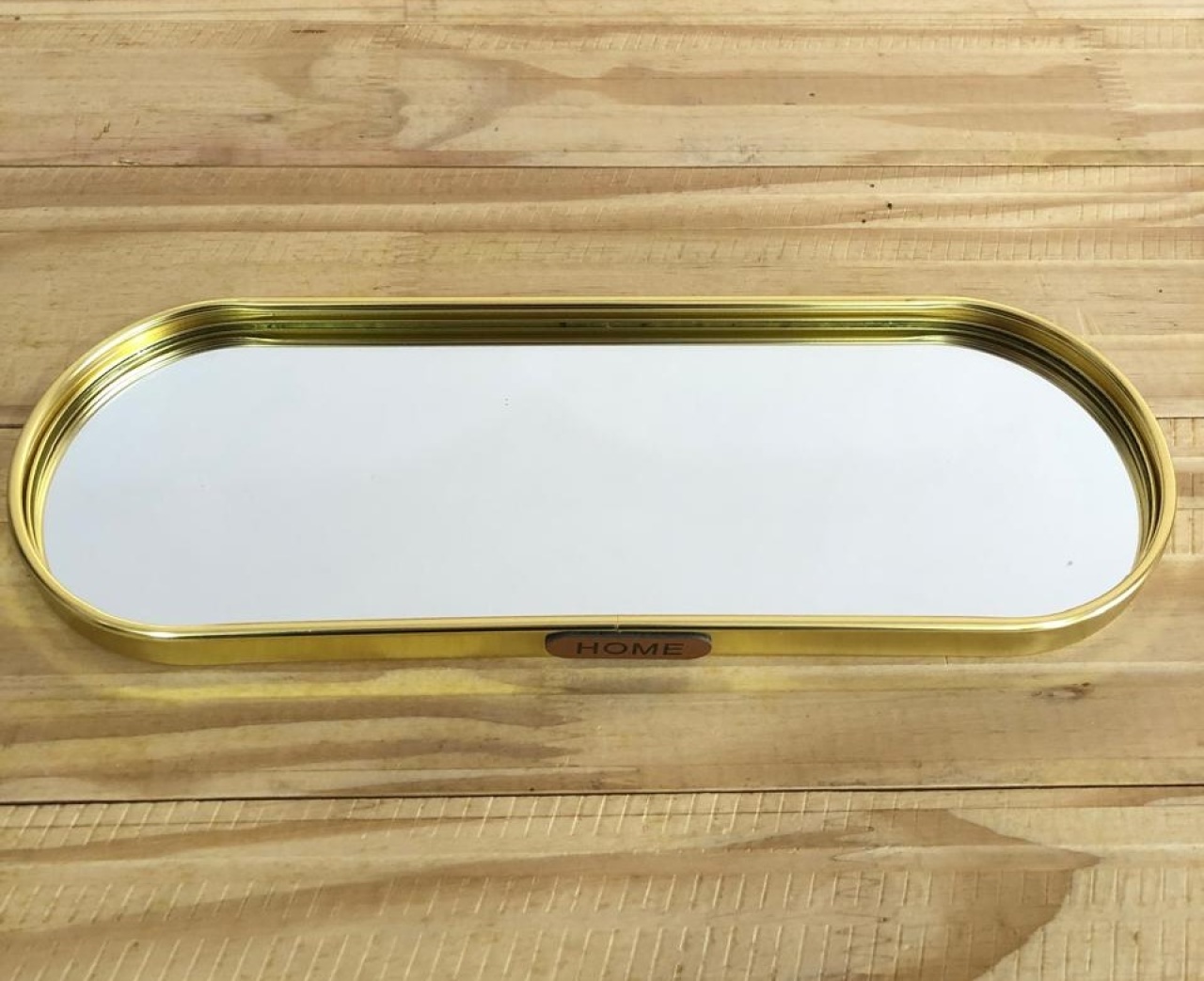 Bandeja Retangular Oval Espelhada Dourada (30Cm) - Selminha Lokfest