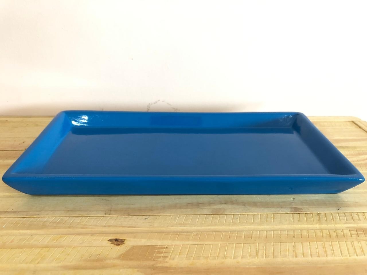 Bandeja Retangular de Cerâmica Azul Celeste (29Cm) - Selminha Lokfest