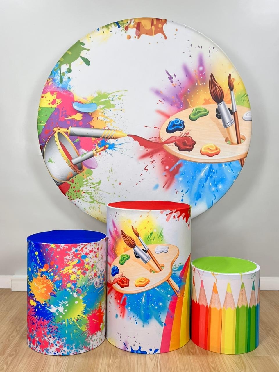 Kit Sublimado Capa Painel Redondo E Capas de Cilindros Pintando O 7 - Selminha Lokfest