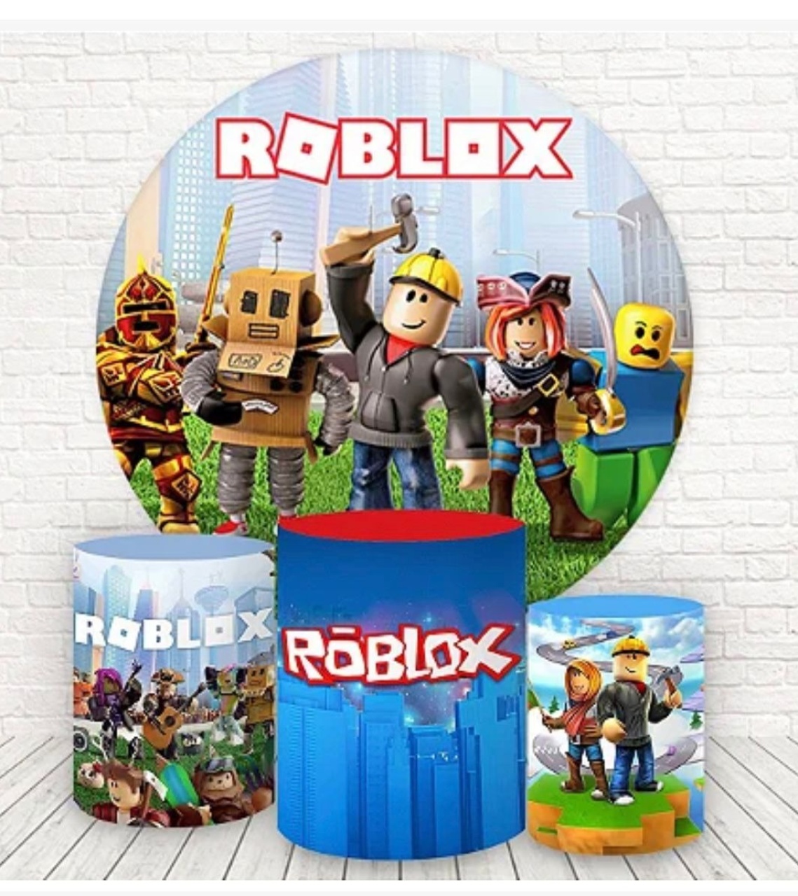 Kit Sublimado Capa Painel Redondo E Capas de Cilindros Roblox Menino - Selminha Lokfest