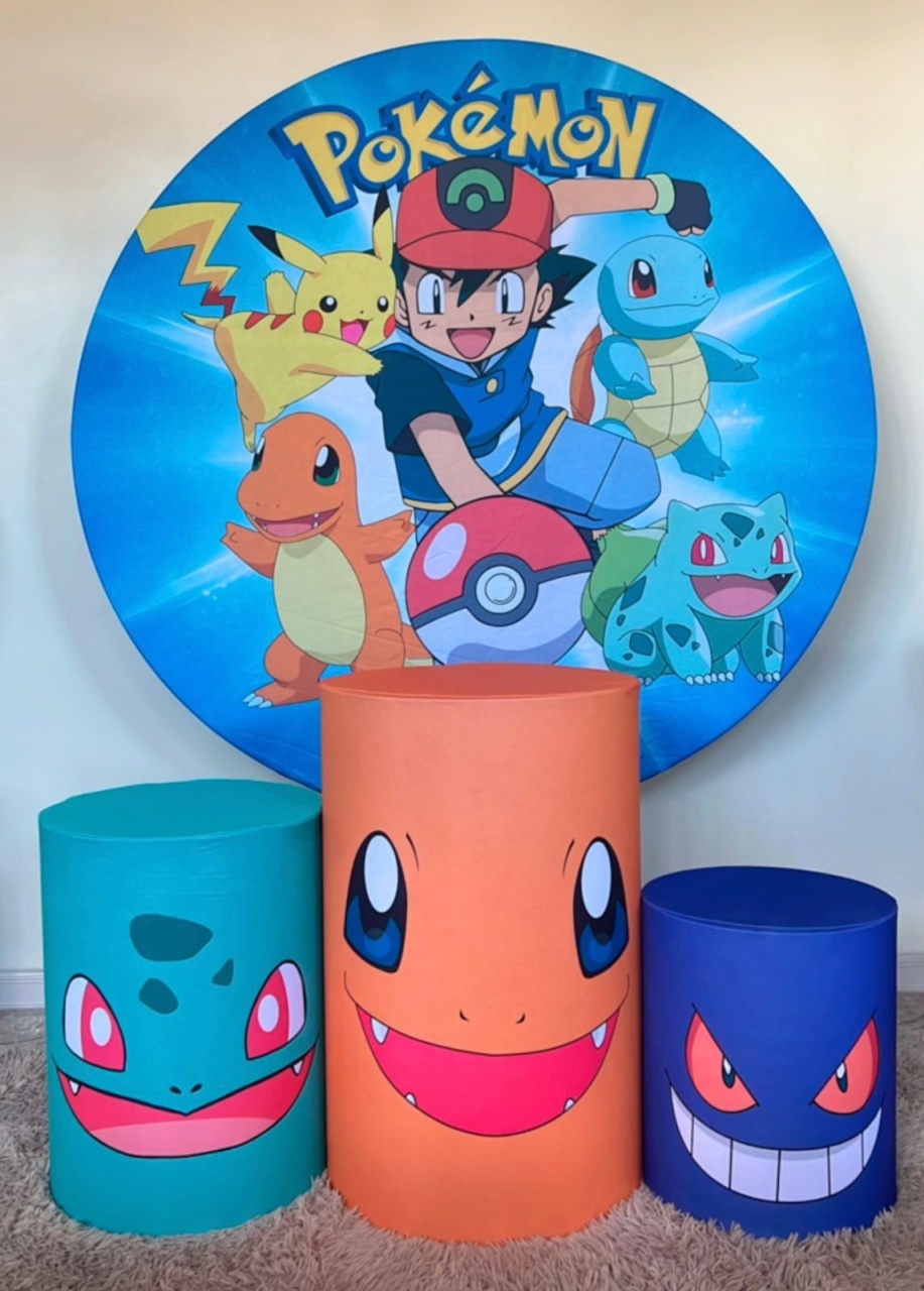 Kit Sublimado Capa Painel Redondo E Capas de Cilindros Pokémon - Selminha Lokfest