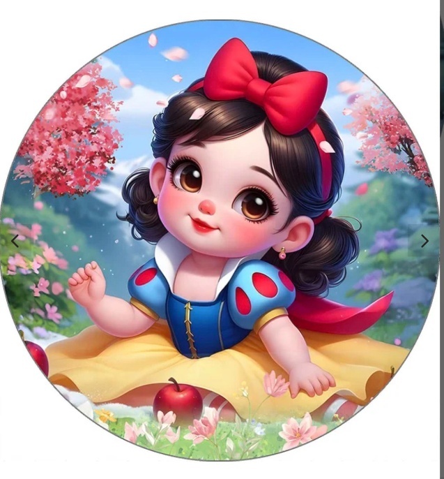 Capa Painel Redondo Sublimado Branca de Neve Cute (1.50M) - Selminha Lokfest