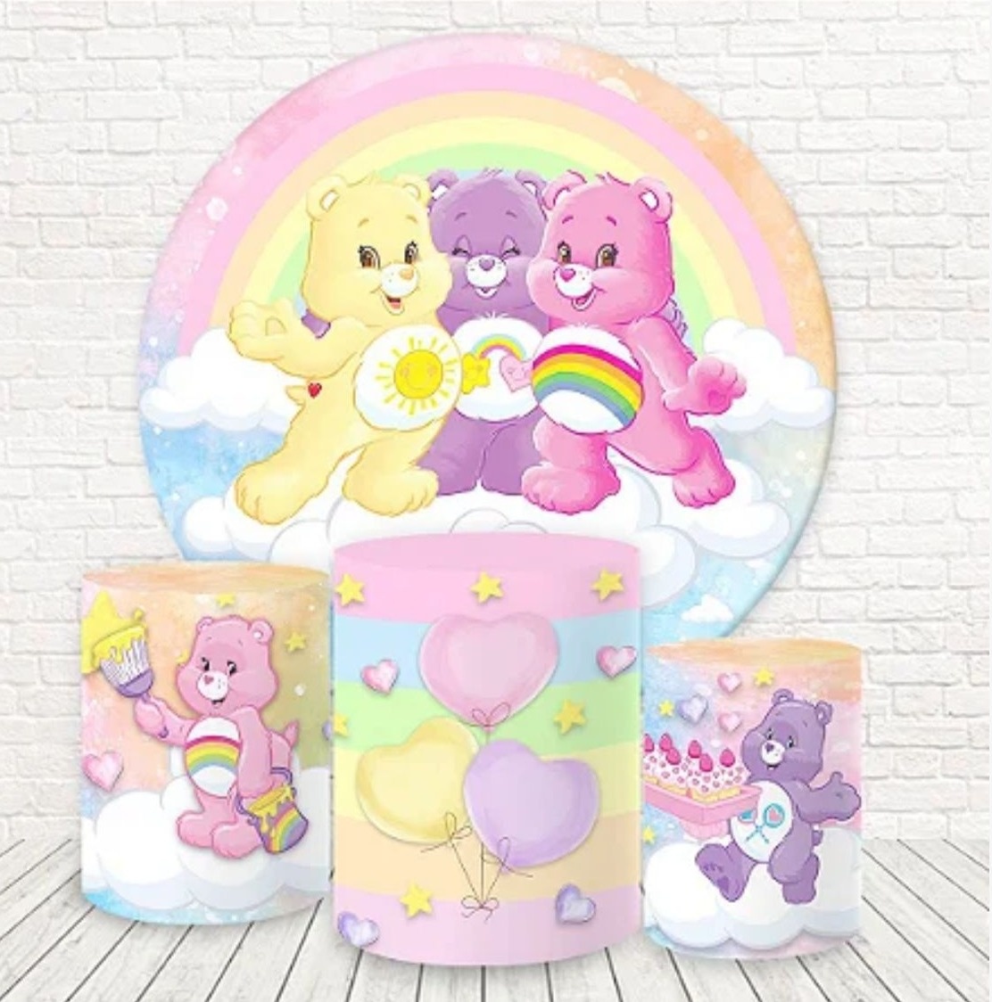 Kit Sublimado Capa Painel Redondo E Capas de Cilindros Ursinhos Carinhosos - Selminha Lokfest