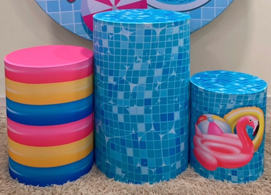 Trio Capas de Cilindros Sublimadas Pool Party Menina - Selminha Lokfest