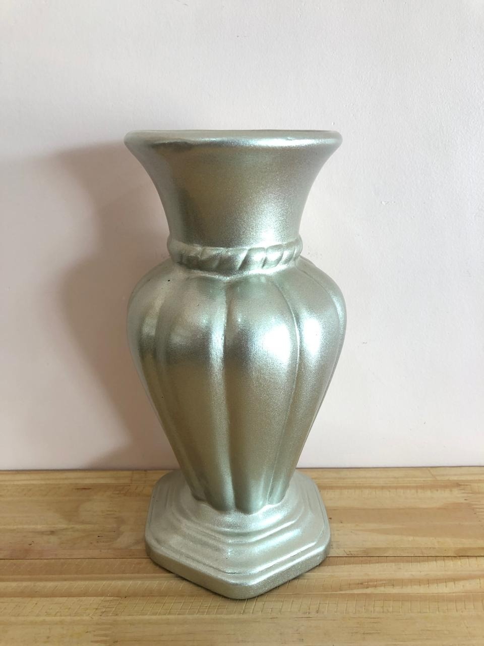Vaso Goma Cerâmica Prata (25Cm) - Selminha Lokfest