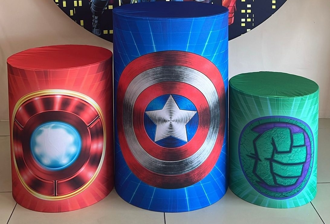 Trio Capas de Cilindros Sublimadas Vingadores - Selminha Lokfest