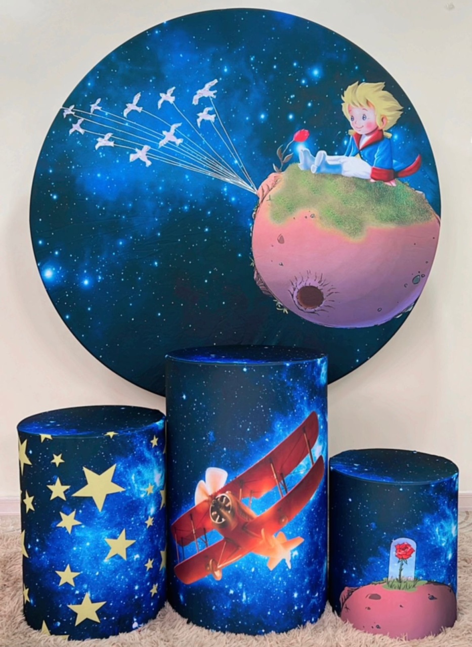 Kit Sublimado Capa Painel Redondo E Capas de Cilindros Pequeno Príncipe - Selminha Lokfest