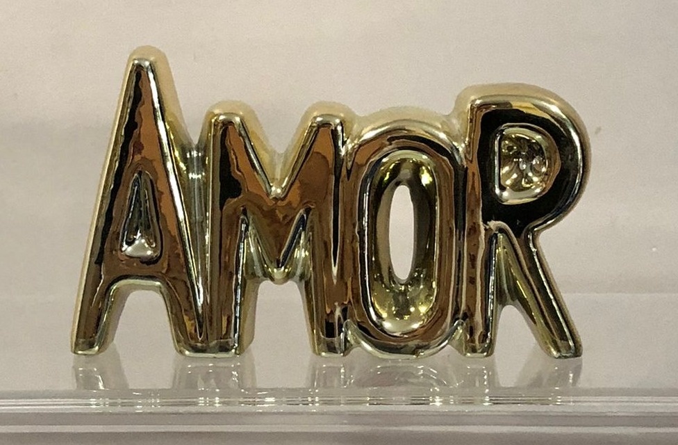 Palavra Amor de Mesa Dourado (10Cm) - Selminha Lokfest