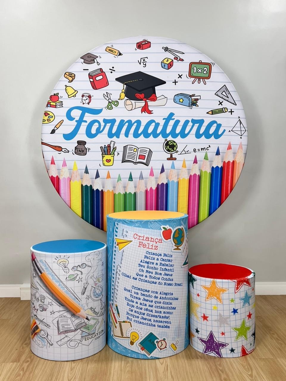 Kit Sublimado Capa Painel Redondo E Capas de Cilindros Formatura Abc - Selminha Lokfest