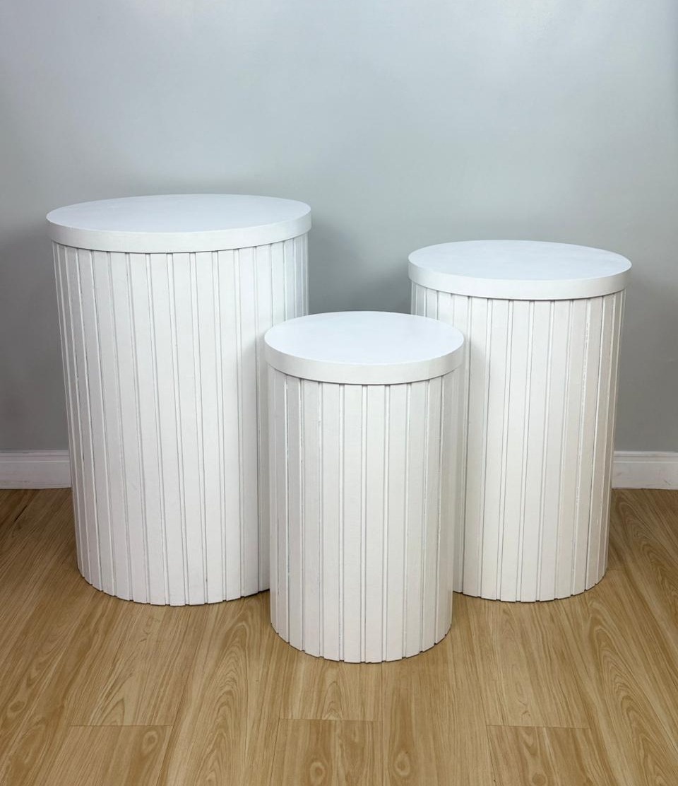 Trio de Cilindros Ripados Branco (02) - Selminha Lokfest