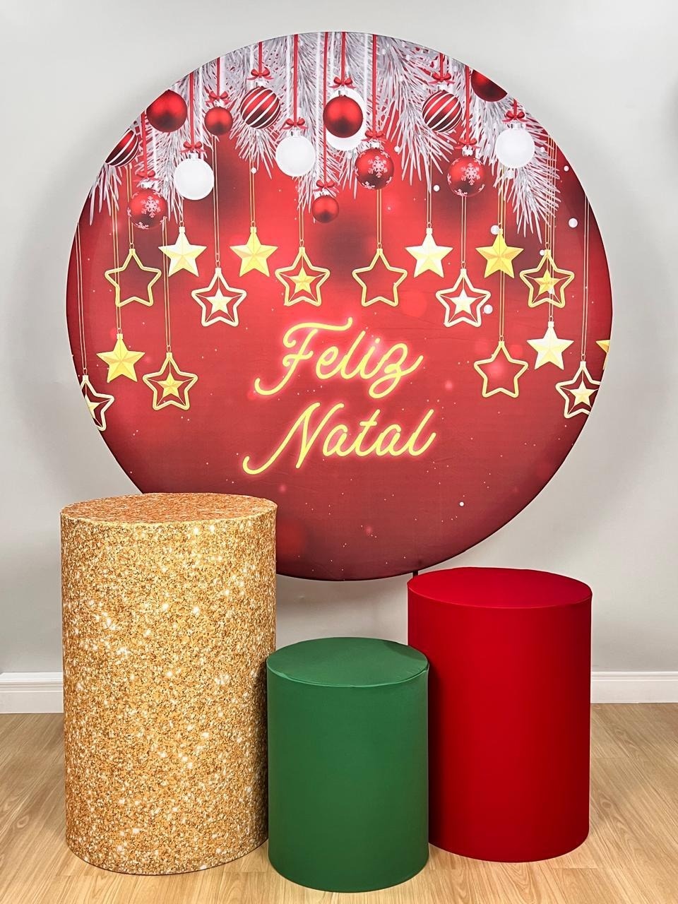 Kit Sublimado Capa Painel Redondo E Capas de Cilindros Natal 05 - Selminha Lokfest