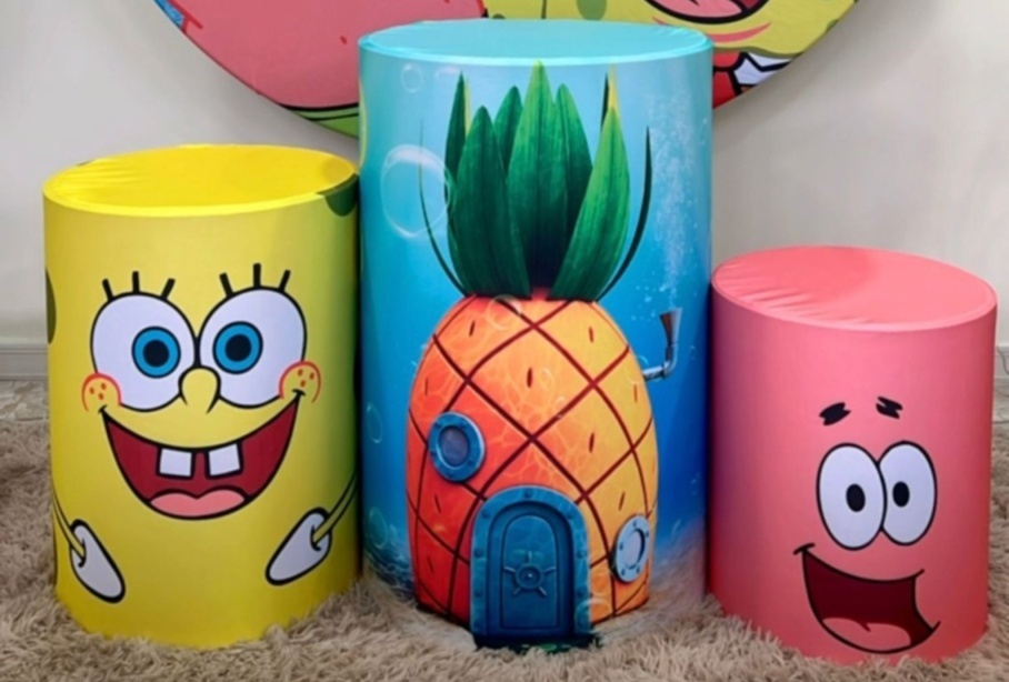 Trio Capas de Cilindros Sublimadas Bob Esponja - Selminha Lokfest