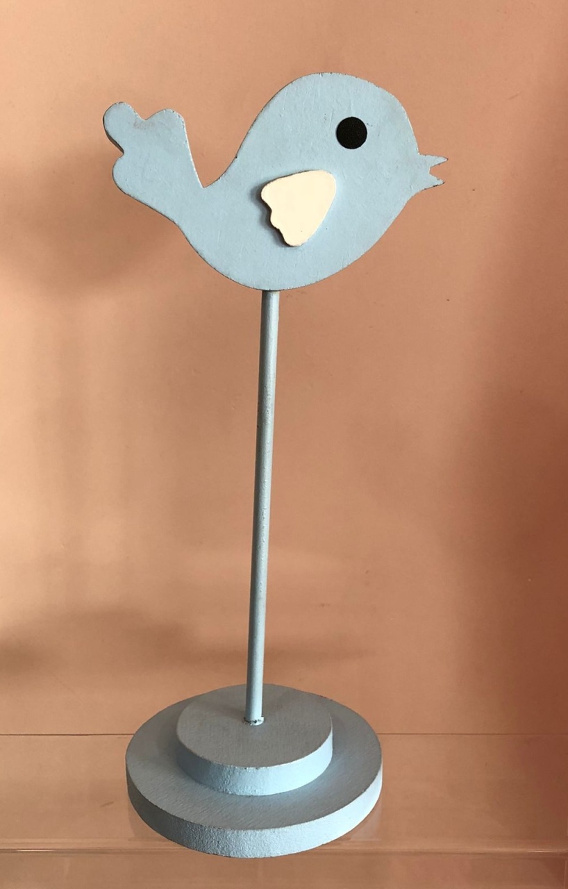 Passarinho de Mesa Azul C/ Pé (34Cm) - Selminha Lokfest