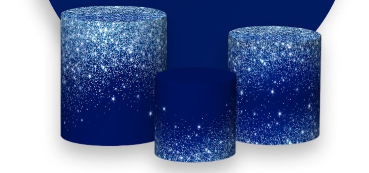 Trio Capas de Cilindros Sublimadas Azul C/ Glitter - Selminha Lokfest