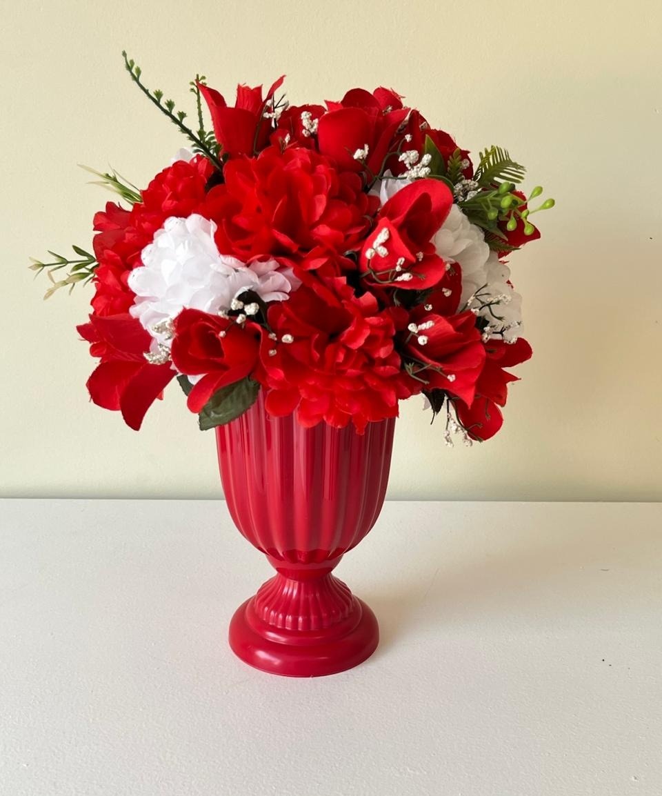 Vaso G Vermelho C/ Flores - Andréa Marques Pegue e Monte
