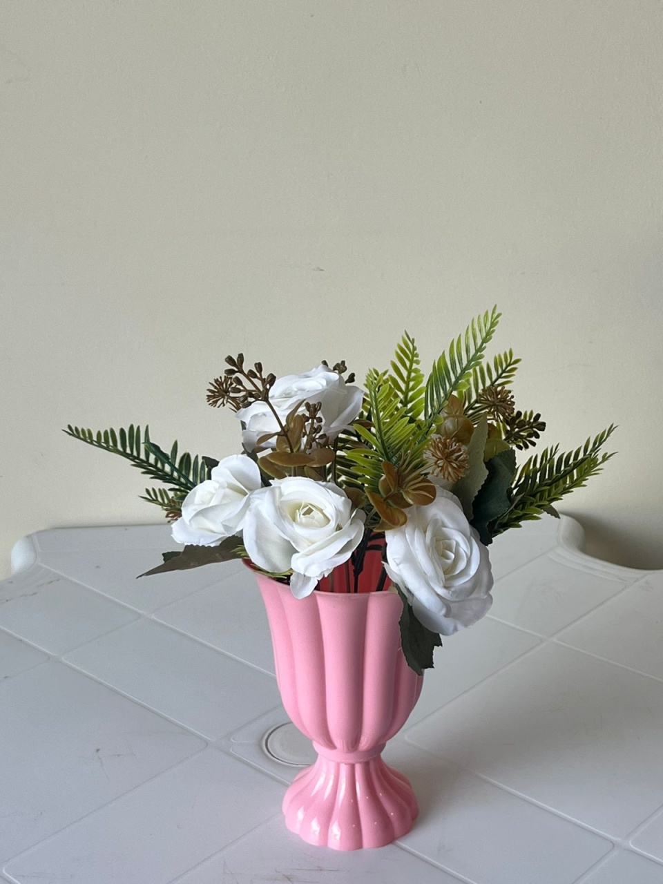 Vaso Rosa M Com Flores - Andréa Marques Pegue e Monte