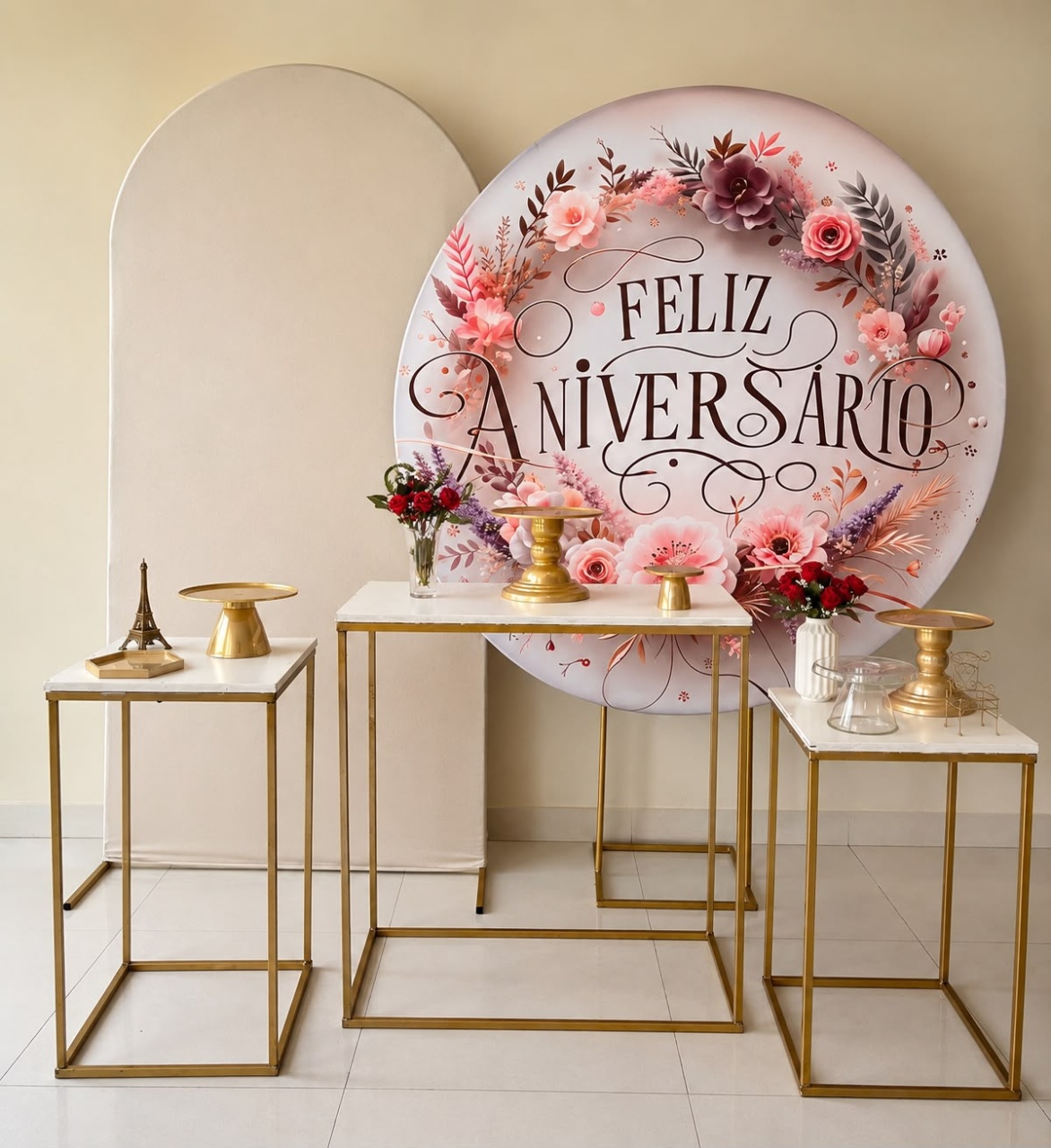 Feliz Aniversário Bege E Dourado - Andréa Marques Pegue e Montehttps://loquefacil.com/orders/panel