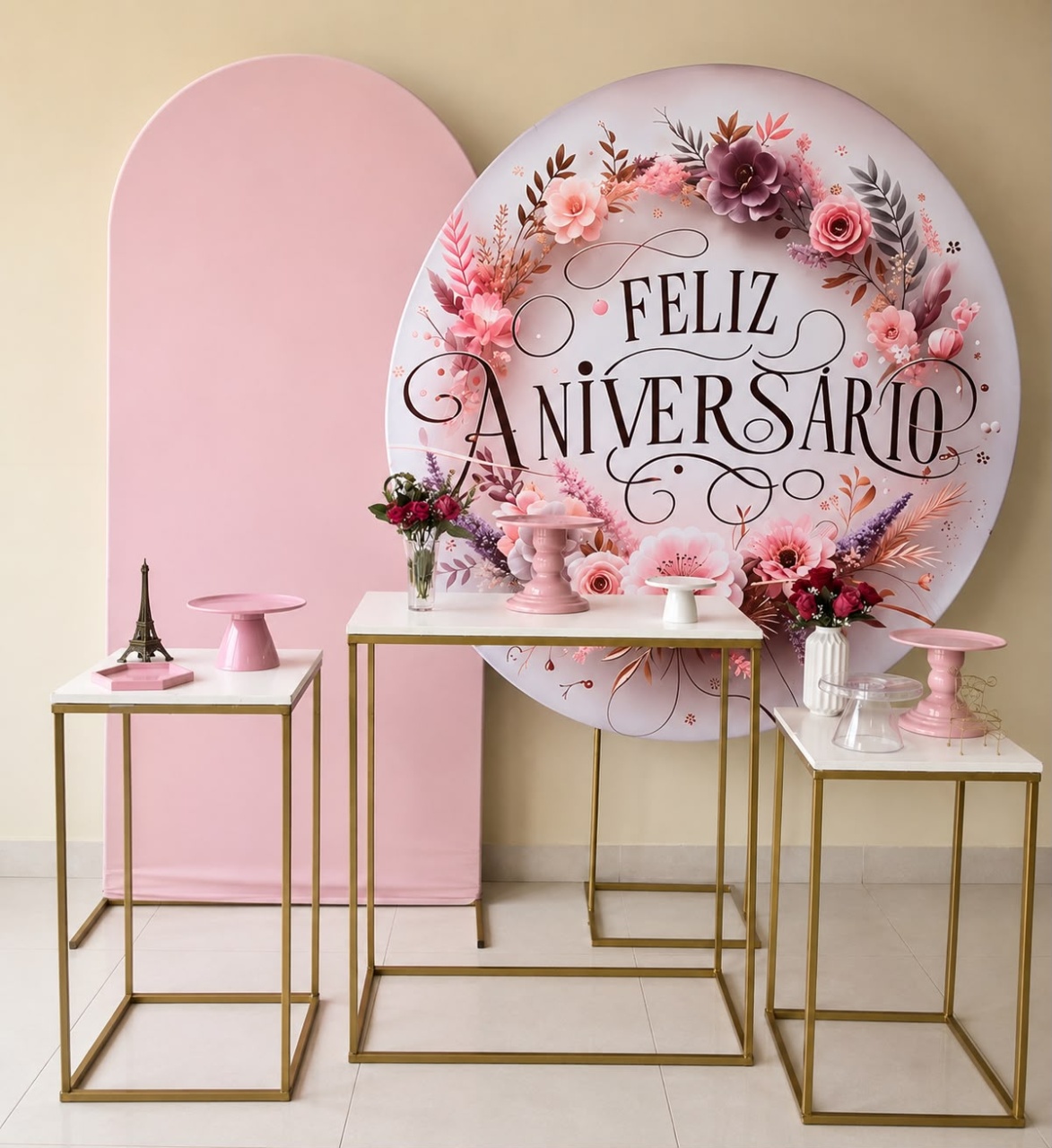 Feliz Aniversário Rosa E Branco - Andréa Marques Pegue e Montehttps://loquefacil.com/orders/panel