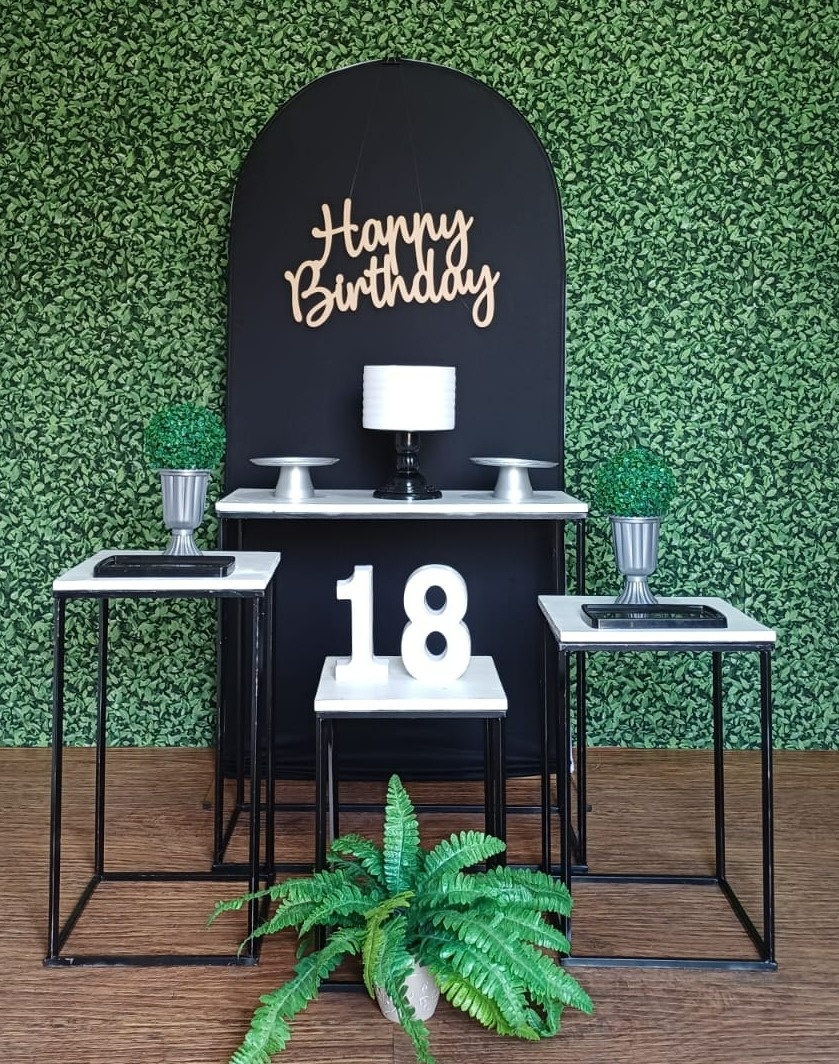 Kit 3 Happy Birthday Preto E Prata - TUDO É FESTA PEGUE E MONTE