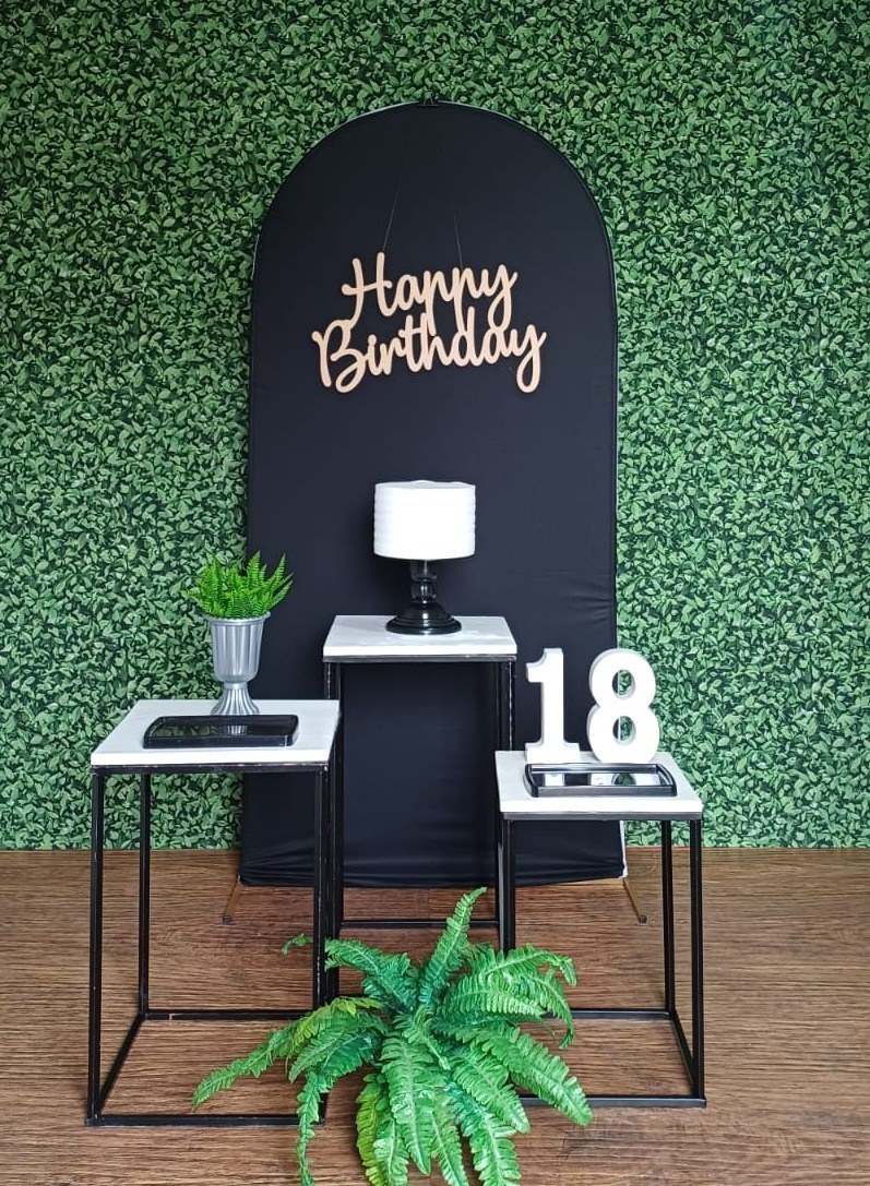 Kit 2 Happy Birthday Preto E Prata - TUDO É FESTA PEGUE E MONTE