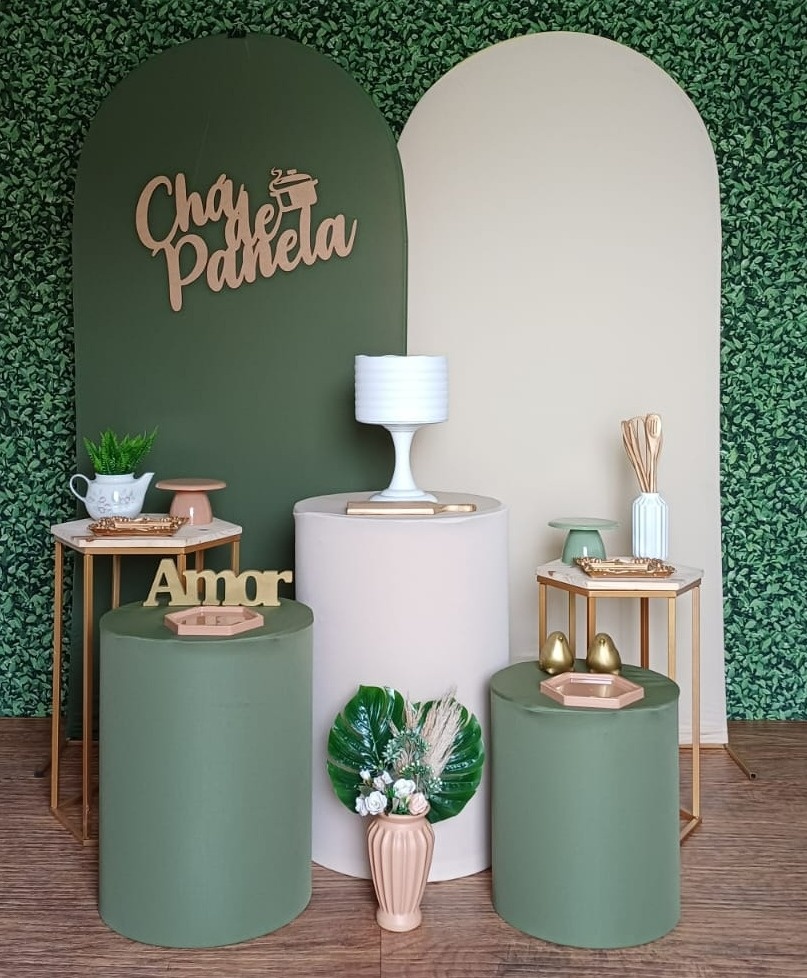 Kit 4 Cha de Panela Verde Oliva E Nude - TUDO É FESTA PEGUE E MONTE