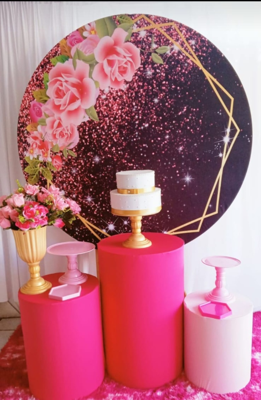 Rosa Gliter 1 - Cia da Festa