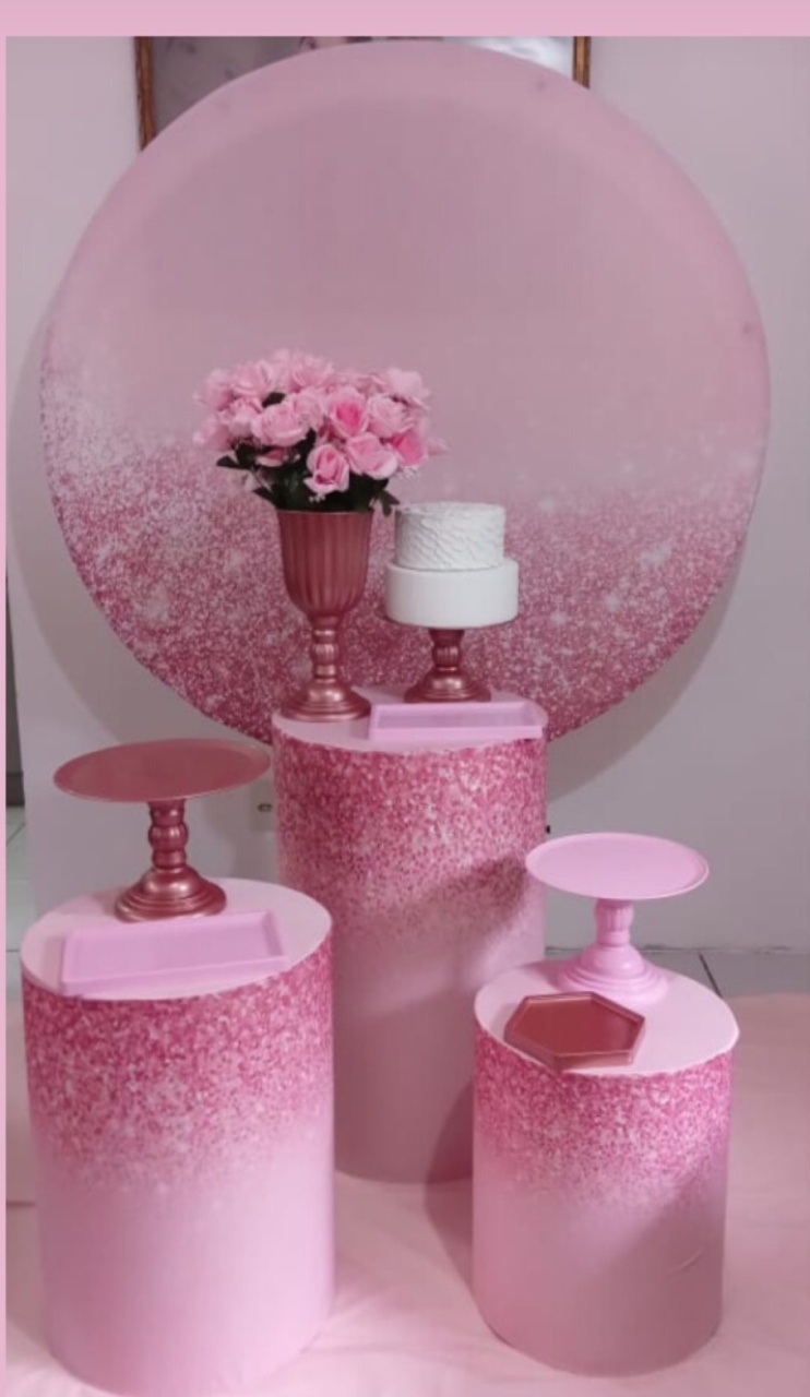 Painel Redondo Rose Gold - Cia da Festa