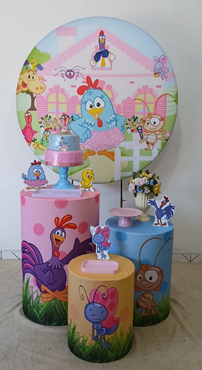 Galinha Pintadinha Rosa Prata - Up festas pague e monte 