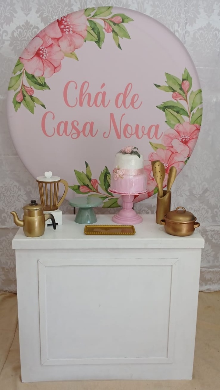 Chá de Casa Nova Rosa Bronze - Up festas pague e monte 