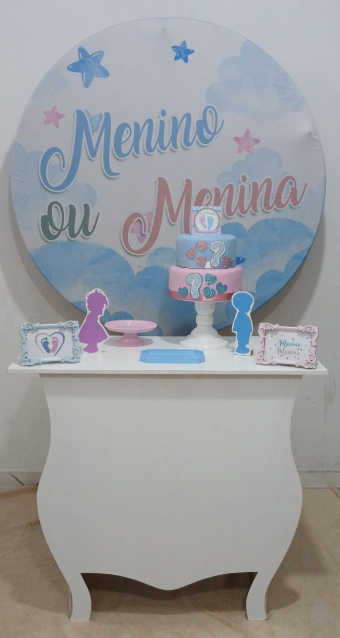  Chá Revelação Menino Menina Azul Rosa Bronze  - Up festas pague e monte 